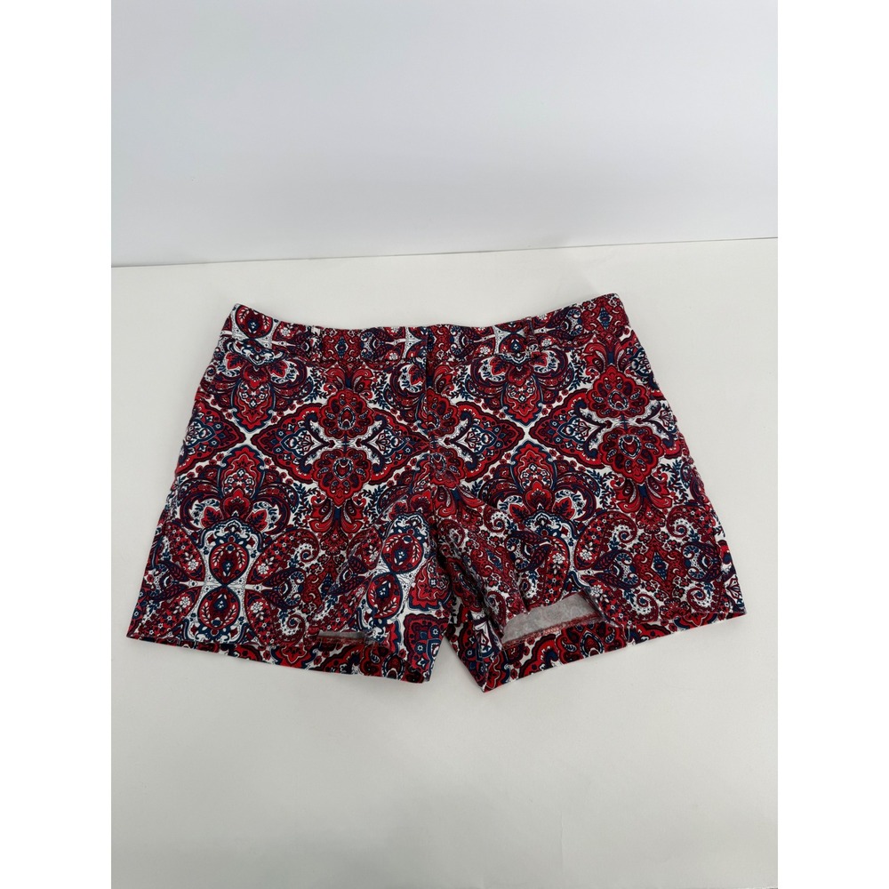 Kenar Womens Red White Blue Paisley Medallion Print Shorts Sz 10 Americana